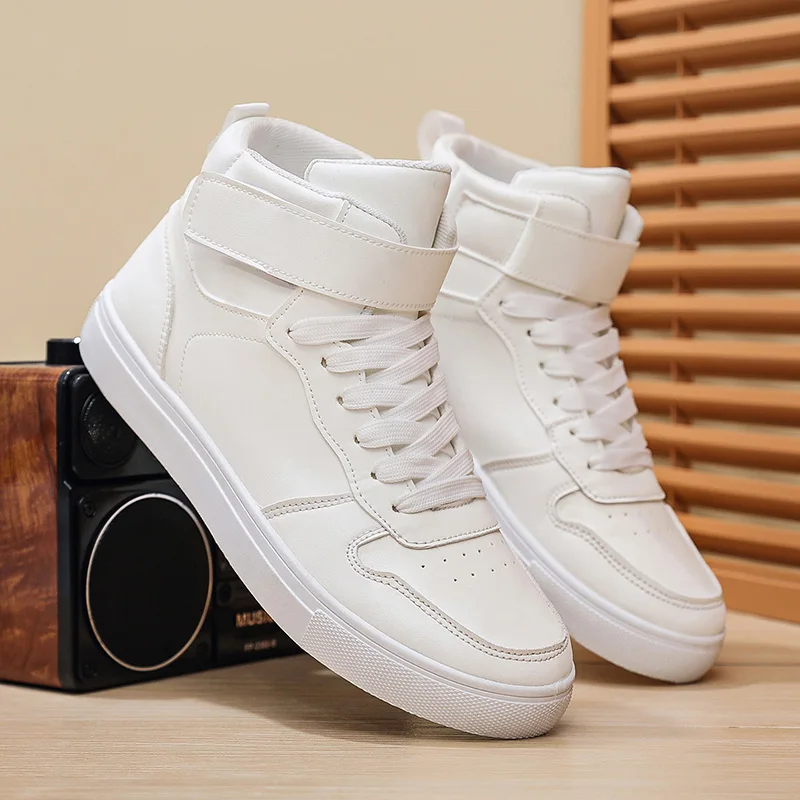 Men's Skateboarding Shoes Lightweight High Top Breathable Shoes 47 Flat Lace-Up Sneakers White Travel Unisex Tenis Masculino 48