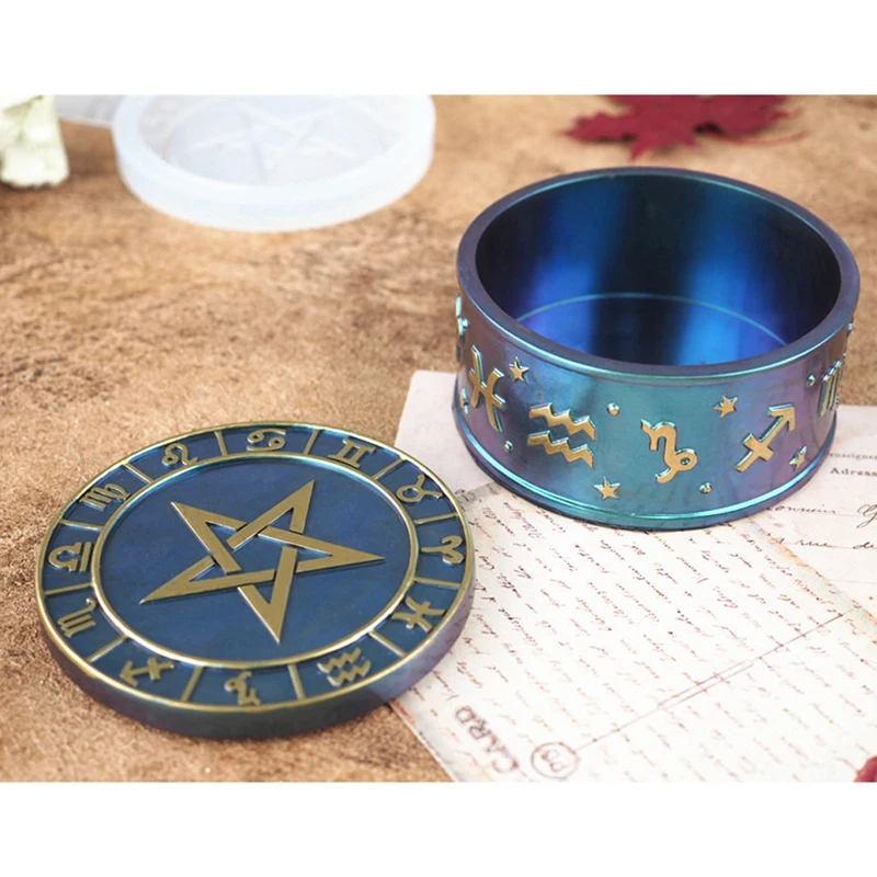 DIY Crystal Epoxy Resin Mold 12 Constellation Starry Sky Five-Pointed Star Storage Box Mirror Silicone Mold For Resin