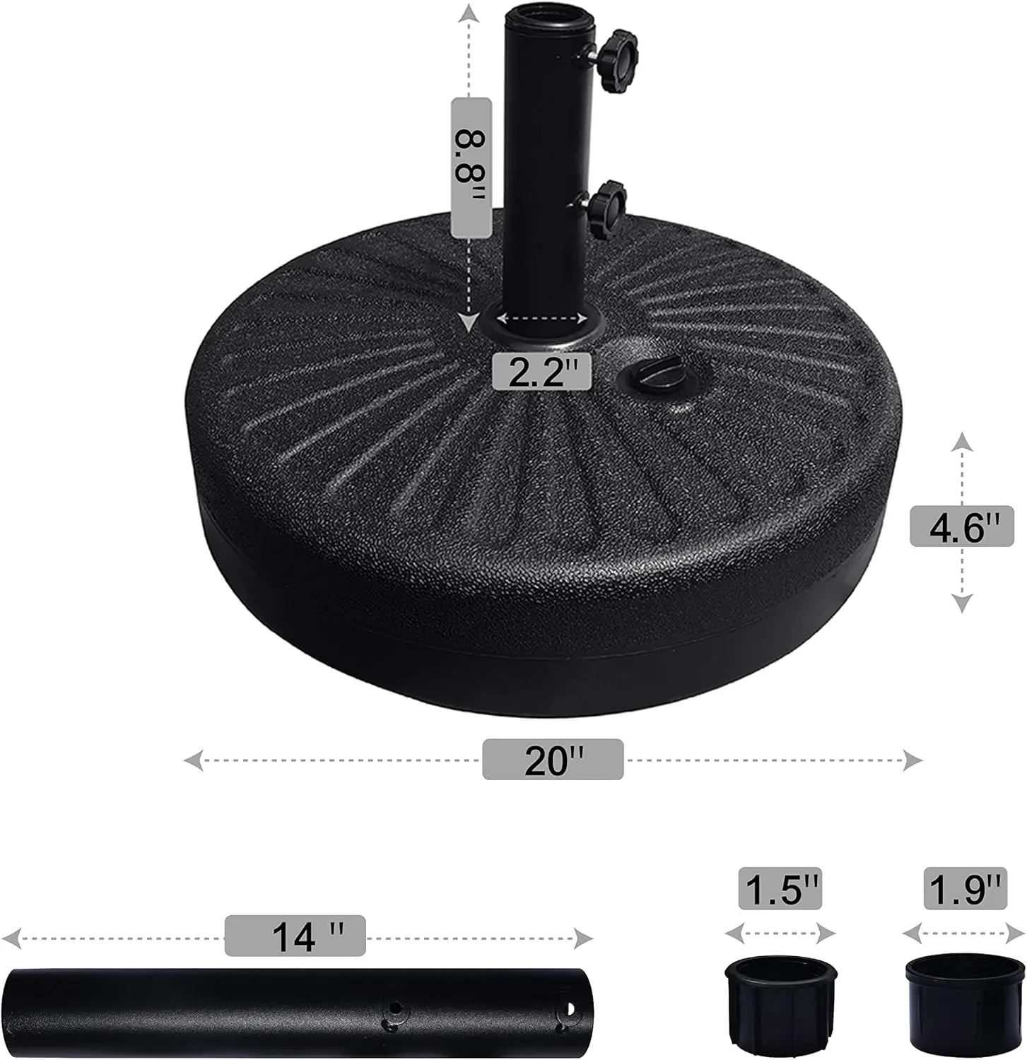قاعدة مظلة مملوءة بالماء، حامل مظلة خارجي شديد التحمل (أسود) #3