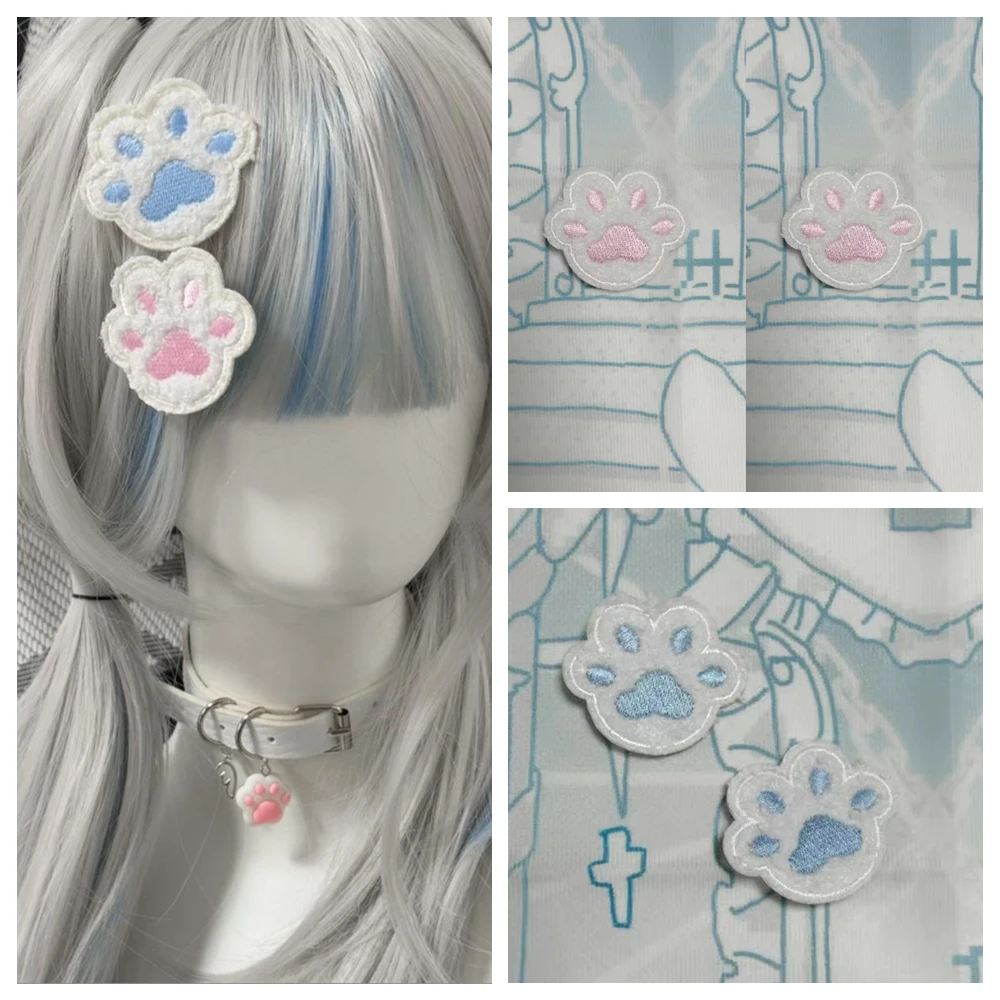 

Y2K Cartoon Pink/Blue Cat Paw Hair Clip Headwear Travel Hairpins Headdress Hairclip Lolita Hair Accessories