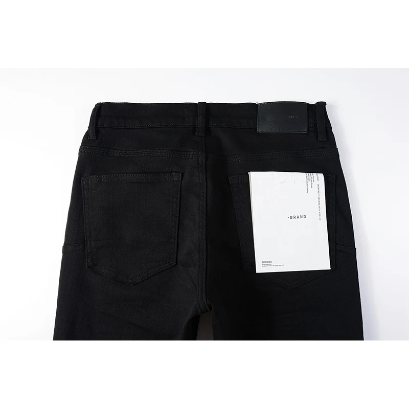 Pantalones vaqueros rasgados para hombre, ropa de calle, desgastados, ajustados, con botones, color negro