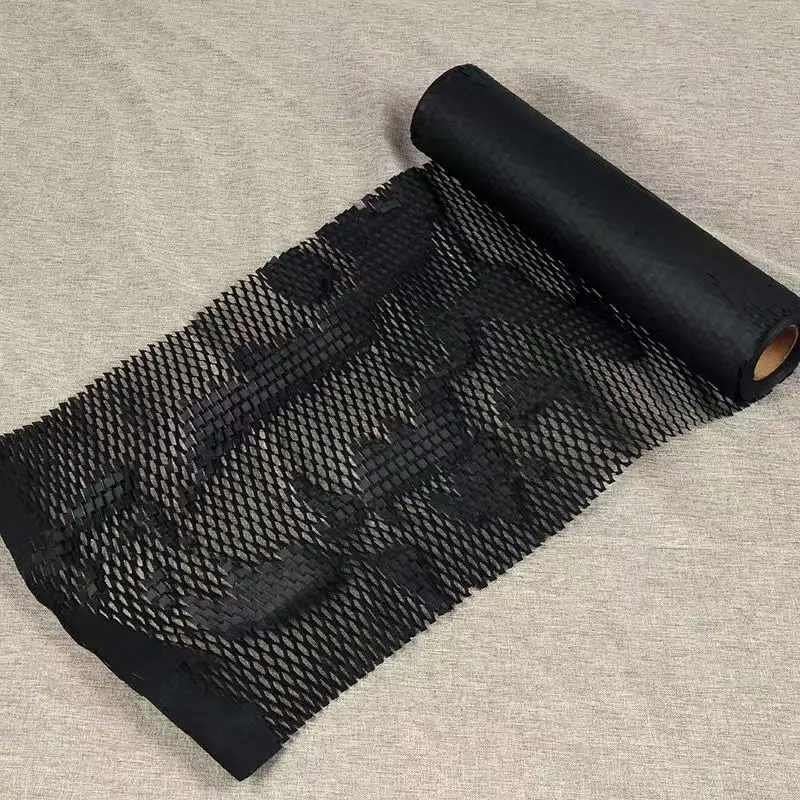 

Black Honeycomb Cushioned Packaging Paper - Eco Crash Protection Wrap for Shipping & Handicrafts