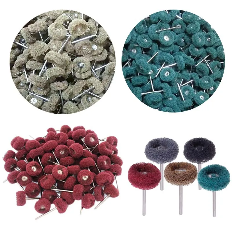 

Mini Brush Scouring Pad Abrasive Wheel Nylon Fiber Grinding Sanding Head Buffing Polishing Wheel 1"25mm Set For Dremel Shank