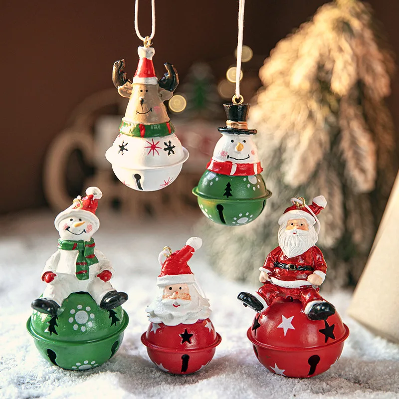 

Versatile Iron Bells Painted Pendants Resin Practical Pendants Snowman Pendants Creative Christmas Tree Decorations