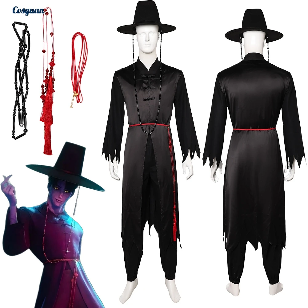 

2025 мультфильм «Охотник на демонов» KPop, косплей Saja Boys Jinu, топ, брюки, шляпа, костюм на Хэллоуин, карнавальные костюмы для ролевых игр, наряд для мужчин