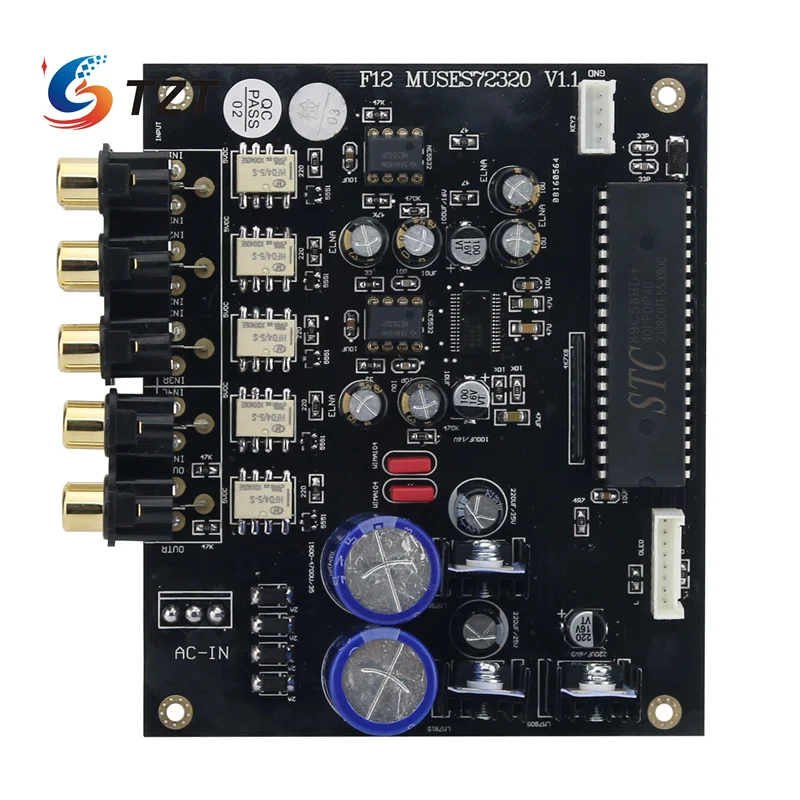 TZT F12 muse72320 pengendali Volume papan Preamplifier Level penggemar pengendali jarak jauh IR dengan layar OLED 2.08 inci