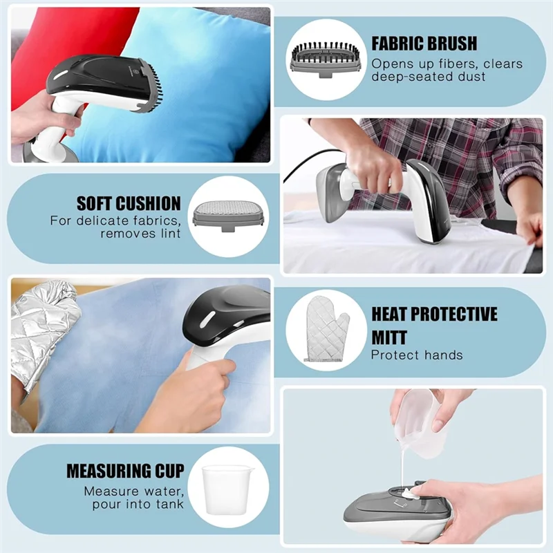 

【Price-Drop!】1800W Fast Heat-Up Plate Fabric Steamer, Professional Garment Steamer For Clothes-Eu Plug Included