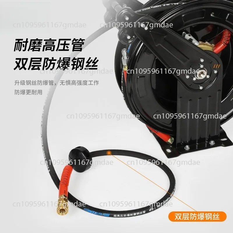 Heavy Duty Auto Rewind Retractable Hose Reel Wall Mount for Air Compressor Tire Inflation Car Washer Garage Workshop