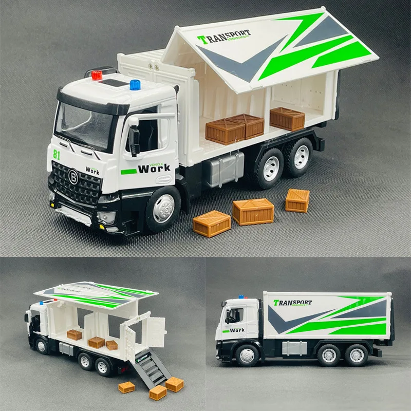 

[Funny] Alloy Transport Trucks DIE CAST LED Light and sound simulation toy car Collection model toys kids boy birthday gift