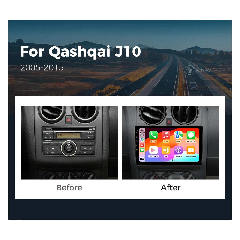 For Nissan Qashqai J10 2005 2006 2008 2010 2012 2014 2015 Android 14 Carplay Auto Car Radio Multimedia Video Player Navigation