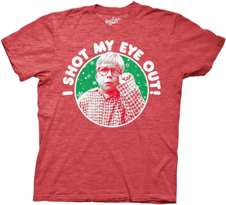 PEACEA Christmas Story Adult Holiday T-Shirt I Shot My Eye Out Ralphie Funny X-Mas Shirt Officially Licensed