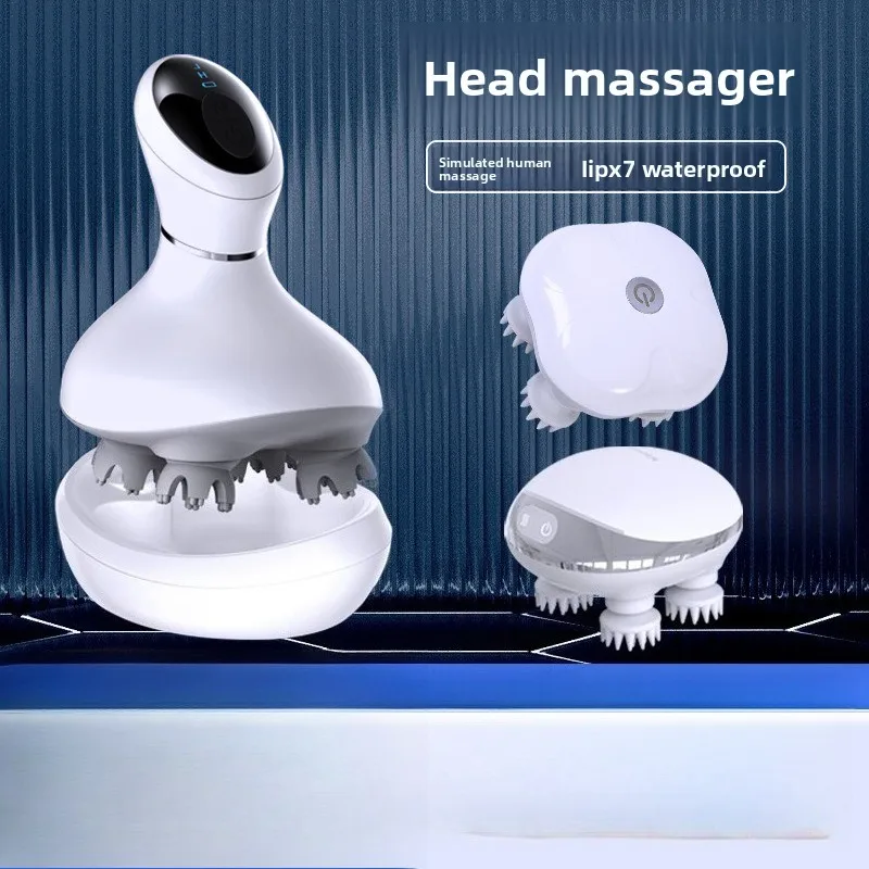 

Массажер для головы, терапия и компрессия акупунктурных точек, электрическая щетка-меридиан, водонепроницаемый разминающий ручной массажер для кожи головы