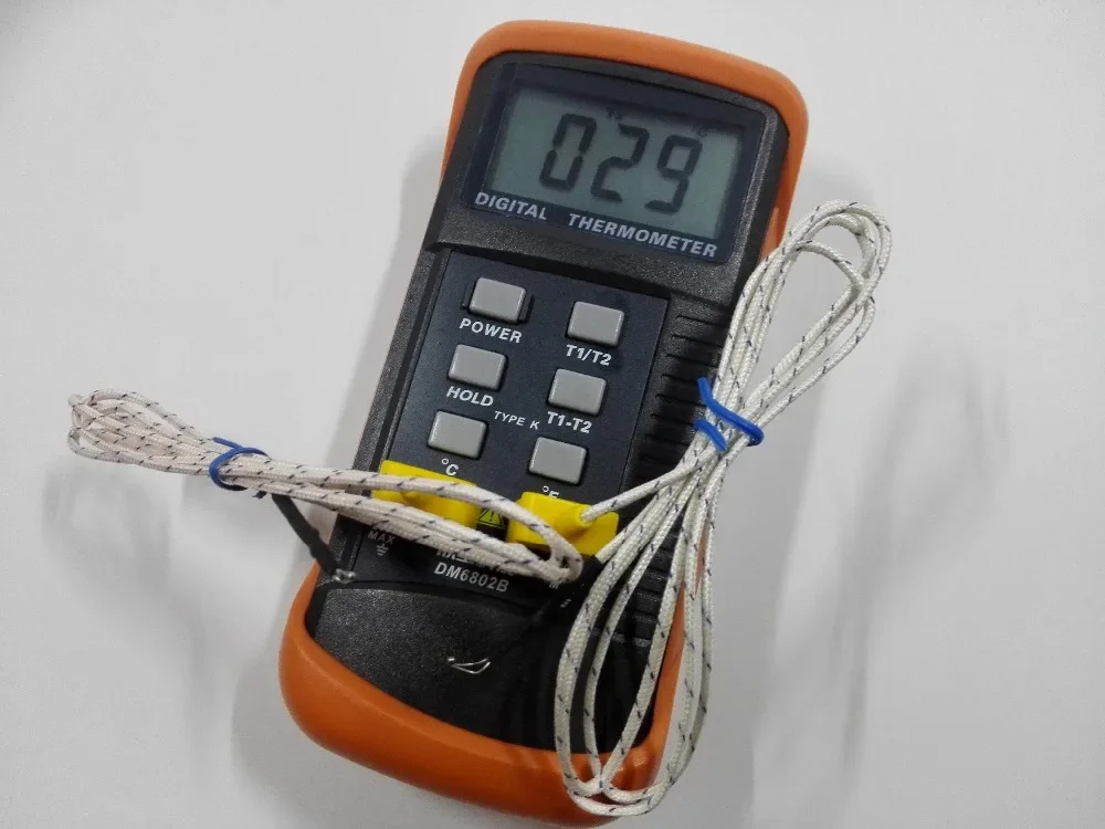 

Digital Thermometer Double Channels K-Type Thermocouple Sensors DM6802B -50 C~1300 C Temperature Meter