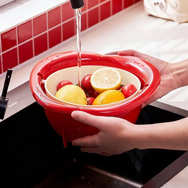 Fruit Shaped Wash Basin Basket with Drain for Efficient Fruit and Vegetable Cleaning