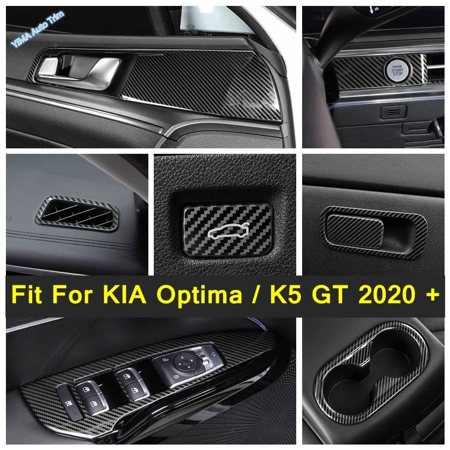 Carbon Fiber Interior For KIA Optima / K5 GT 2020 - 2022 Window Lift Button / Head Light Switch Cover Trim Stainless Steel