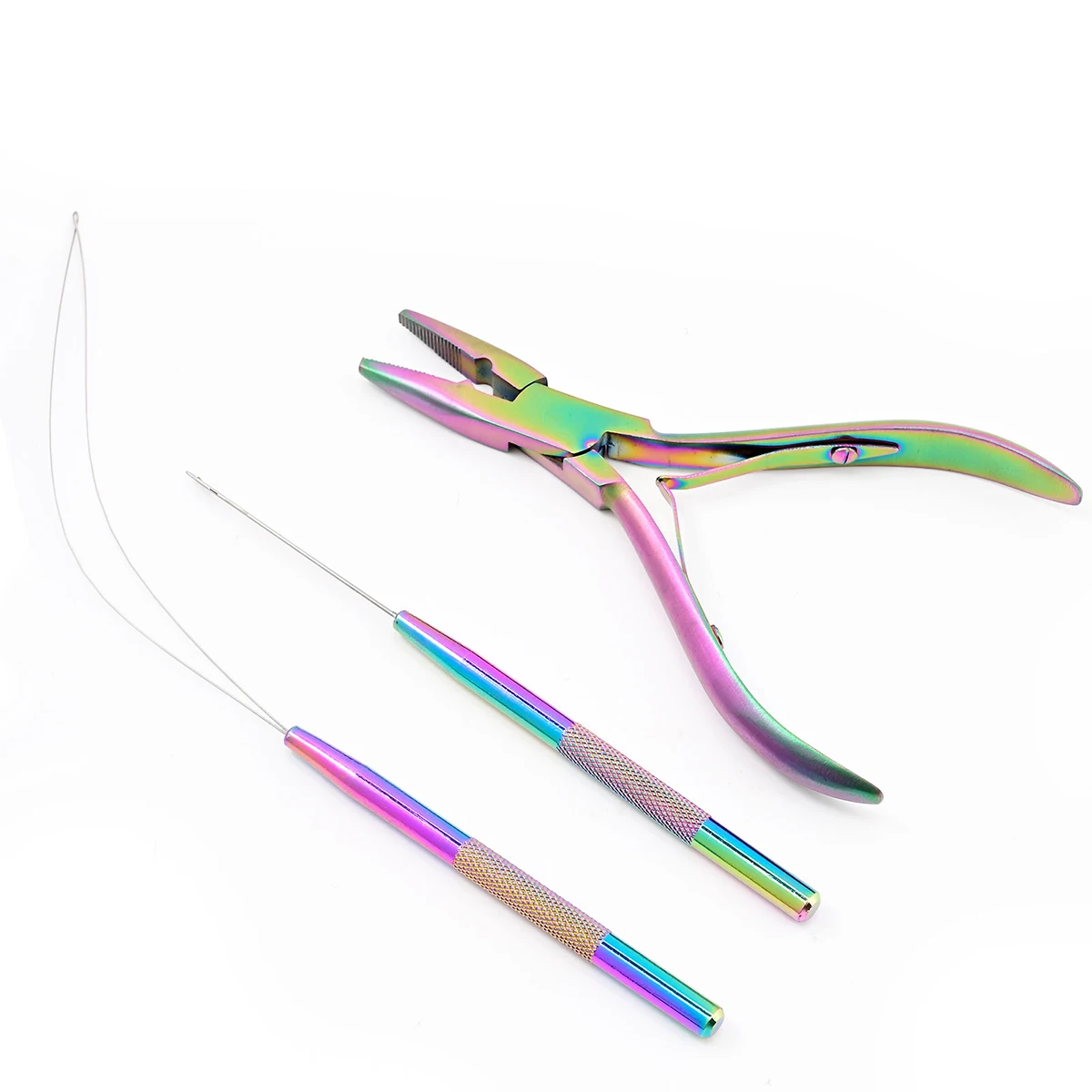 

Hair Extension Beading Tool Kit Titanium Coated Pliers Set Micro Ring Loop Tool Beads Hair Pulling Hook