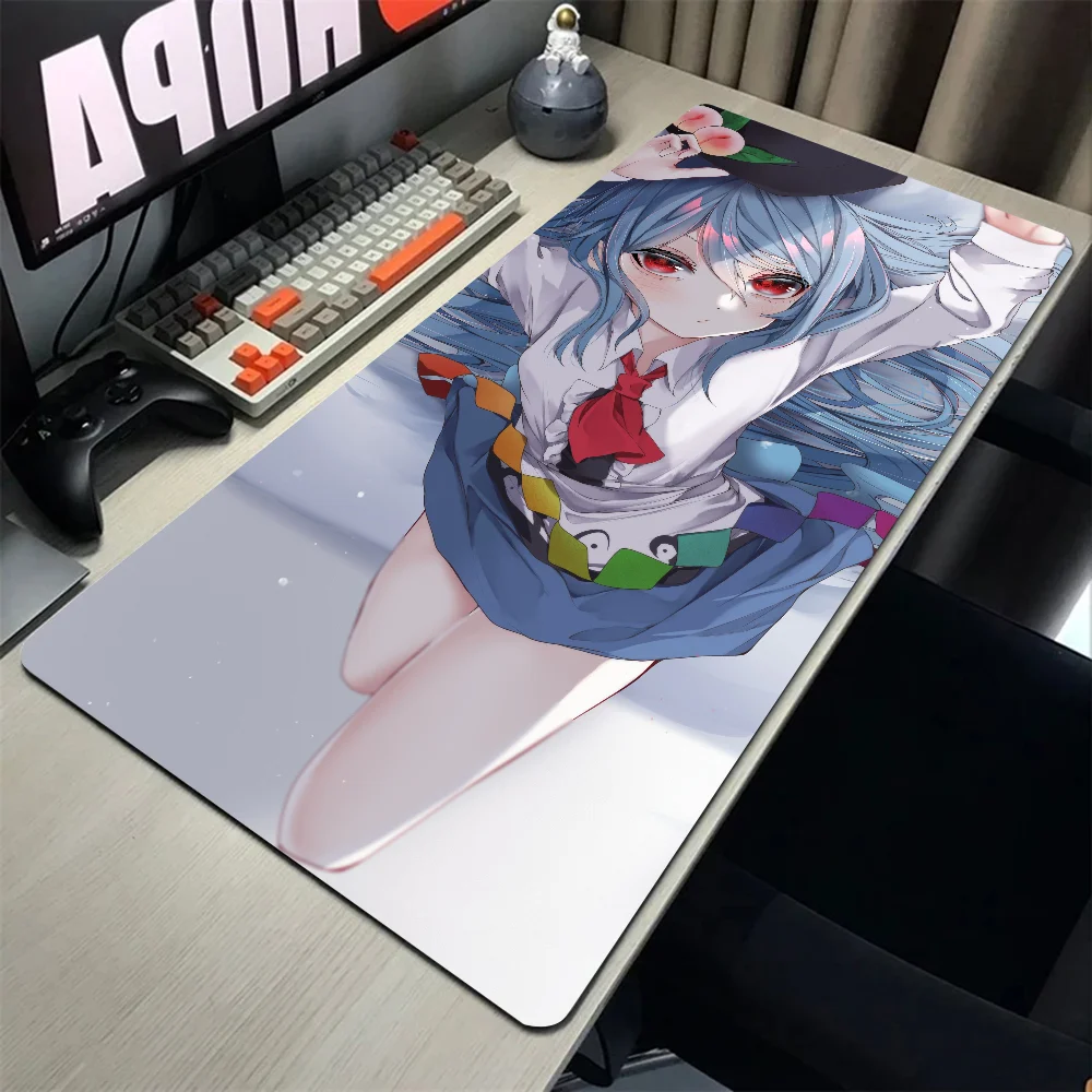 Anime Game Touhou Project Hinanawi Tenshi Mousepad Desk Mat With Pad Gaming Accessories Prime Gaming XXL Keyboard Pad Stitch Pa