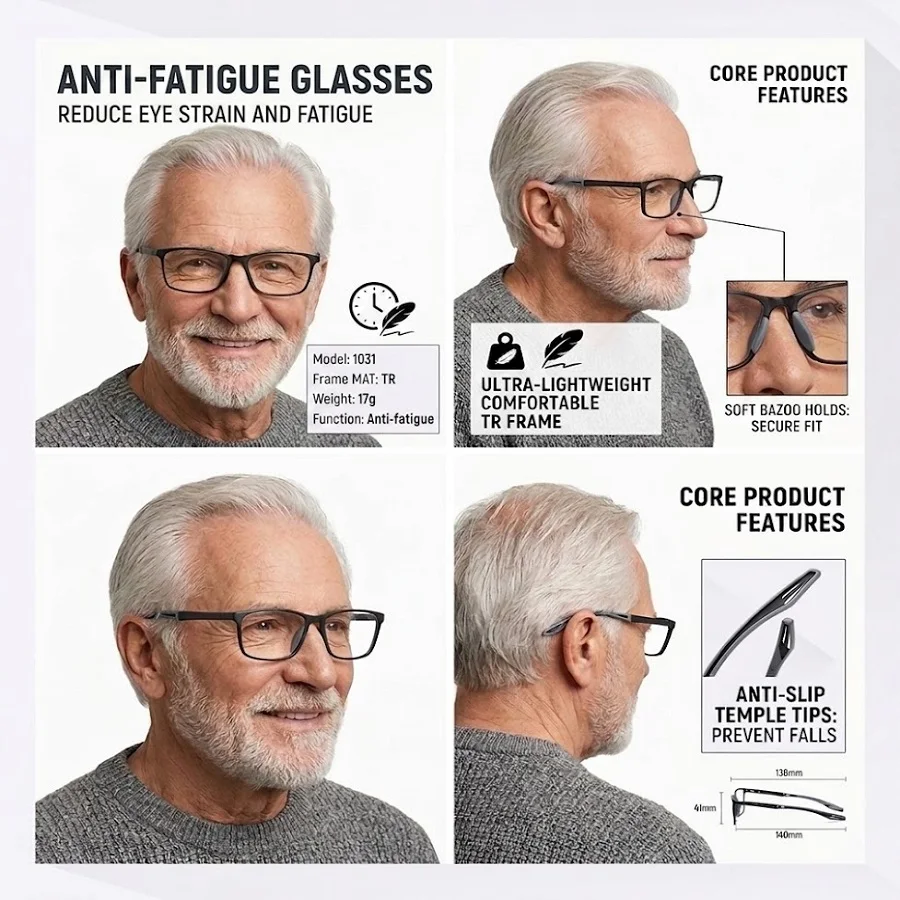Super Soft Bendable TR90 Reading Glasses - Unbreakable with Auto Spring Hinge & Anti-Slip Tips, HD Lenses for Men and Women