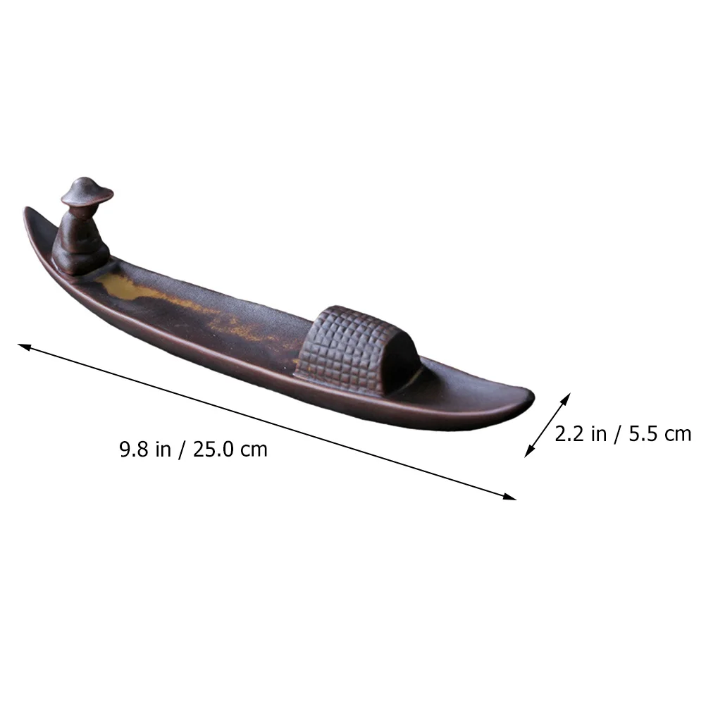 

Exquisite Details Incense Burner Unique Holder Fisherman Ornament Ceramic Home Censer Boat Indoor