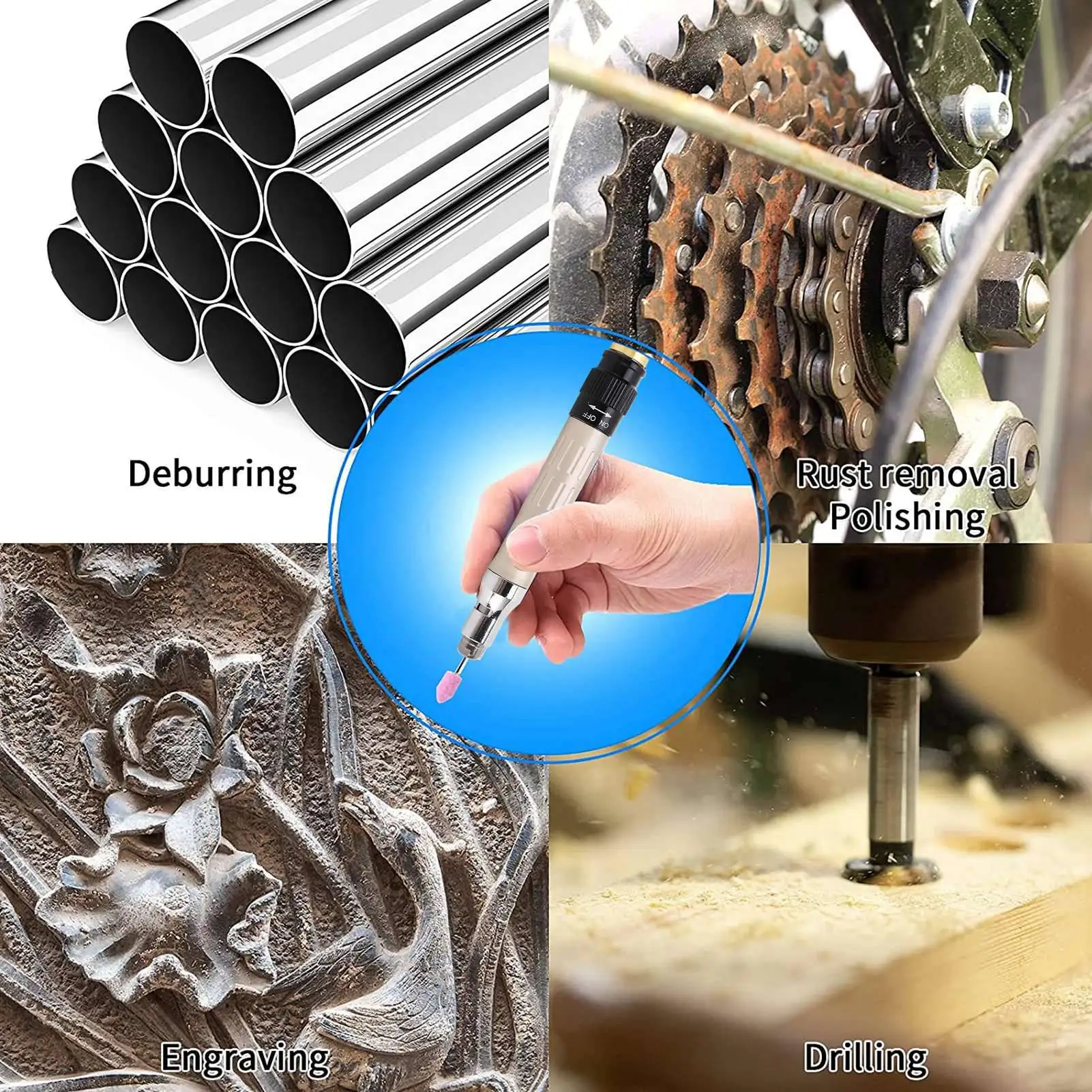 Pencil Die Grinder Pneumatic  Die Grinder 70000RPM Tool for Plastic Stone Wood Pneumatic Pencil Die Grinder Kit - view 5