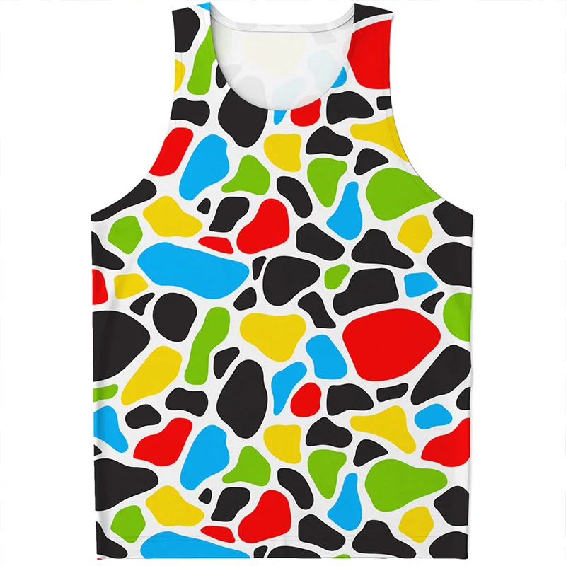 

Fashion Camo Cow Pattern Tank Tops Men Summer Sleeveless Beach Vest Casual Cool 3D Printed Tee Shirt Tops Oversized Streetwear