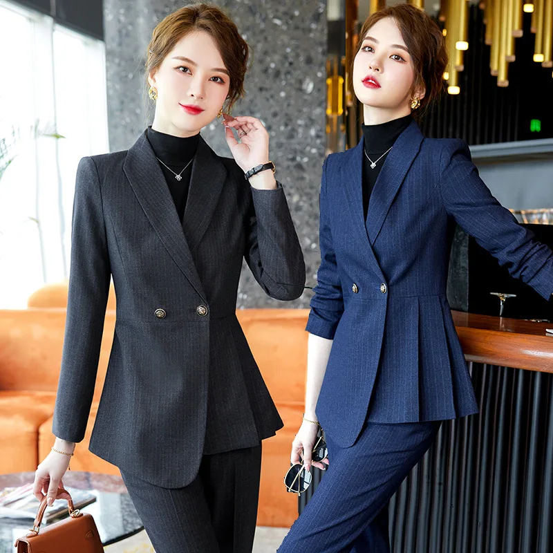 Business Suit Women's Spring and Autumn 2022 New Work Clothes Ladies' Suit President Suit Temperament Women's Two-Piece Suit