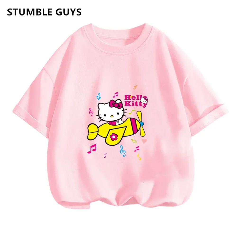 Sanrio My Melody Summer New Girl Cute Hello Kitty Cartoon Loose Short-sleeved T-shirt Female Student Fashion Top