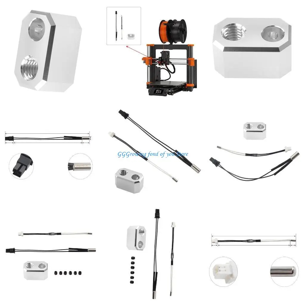 H9EB Heating Block Heaters Cartridge Thermometer Line Set for For MK4 3D Printer
