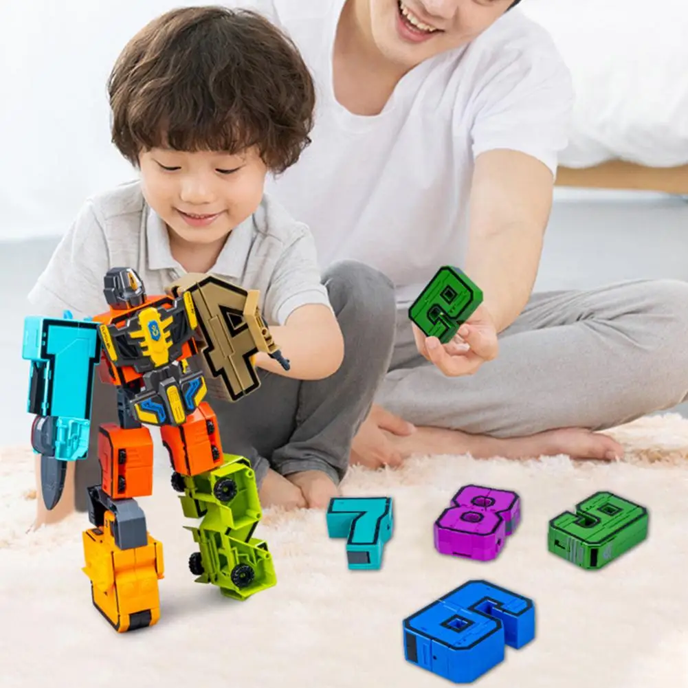 Robot Toy Educational Robot Toy for Kids Transforming Action Figure with Digital Numbers Transportation Tank for Children Gift