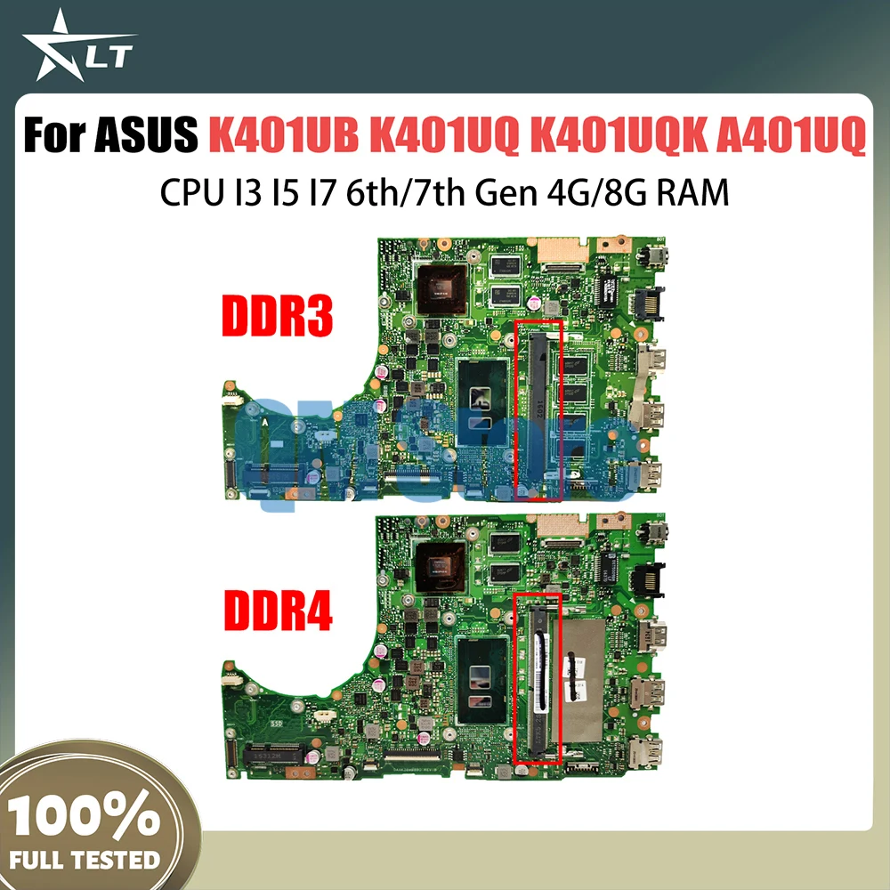 

Материнская плата K401UB для ноутбука ASUS K401UQ A401U K401UQK A401UQ V401UQ V400U 4 ГБ 8 ГБ ОЗУ I3 I5 I7 6-го 7-го поколения V2G DDR3