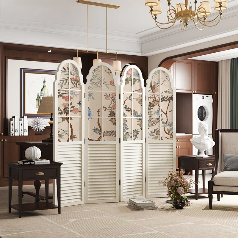 

French partition living room hotel exhibition hall European style, decorative mobile, semi-transparent shelter