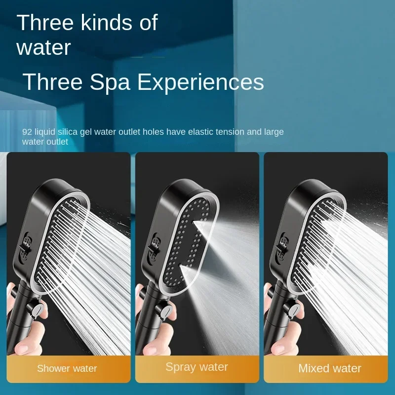 Pressurized filtration gentle track mist spray shower head water heater bath three speed shower