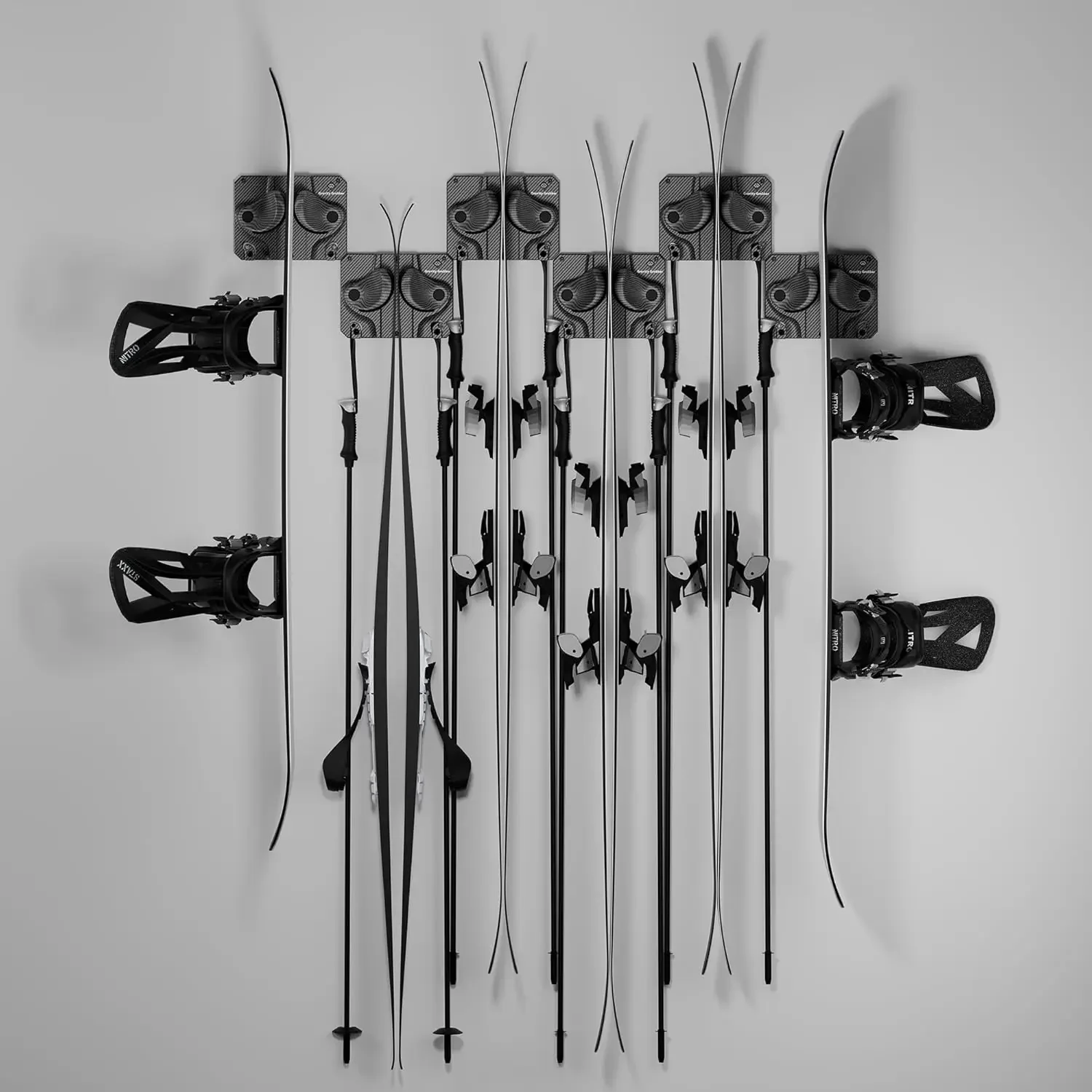 Snowboard Wall Rack  Secure, Non-Slip Storage  Fits Any Ski/Board  Garage Organization