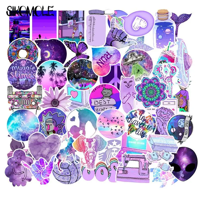 10/30/50PCS Cartoon Purple Style Sticker Kawaii DIY Toys Laptop Phone Luggage Bike Wall Skateboard Graffiti Decals Stickers F5