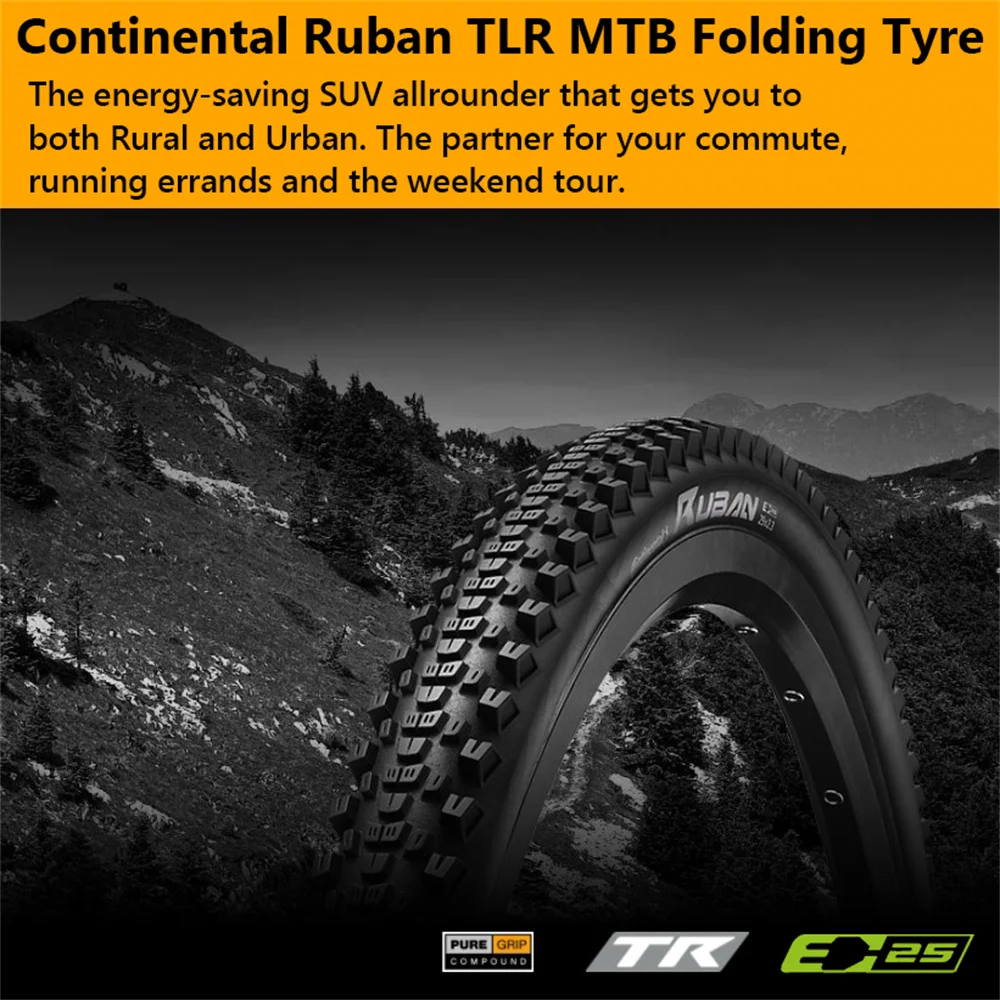 CONTINENTAL RUBAN SHIELDWALL TUBELESS TIRE MTB 27.5/29IN TLR E-25 Folding Tyre 29 in MTB Tubeless XC TIre