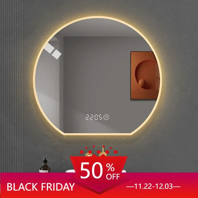 Wall Full Ornament Mirror Irregular Shape Aesthetic Bathroom Light Led Mirror Dress Women Hanging Espelho Com Led Bathroom Decor