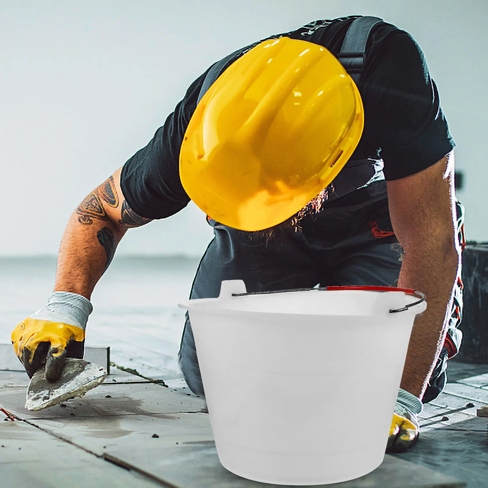 

Прочное пластиковое ведро многоцелевого назначения для смешивания цемента, бетона и песка с ручкой, сверхпрочное, портативное.