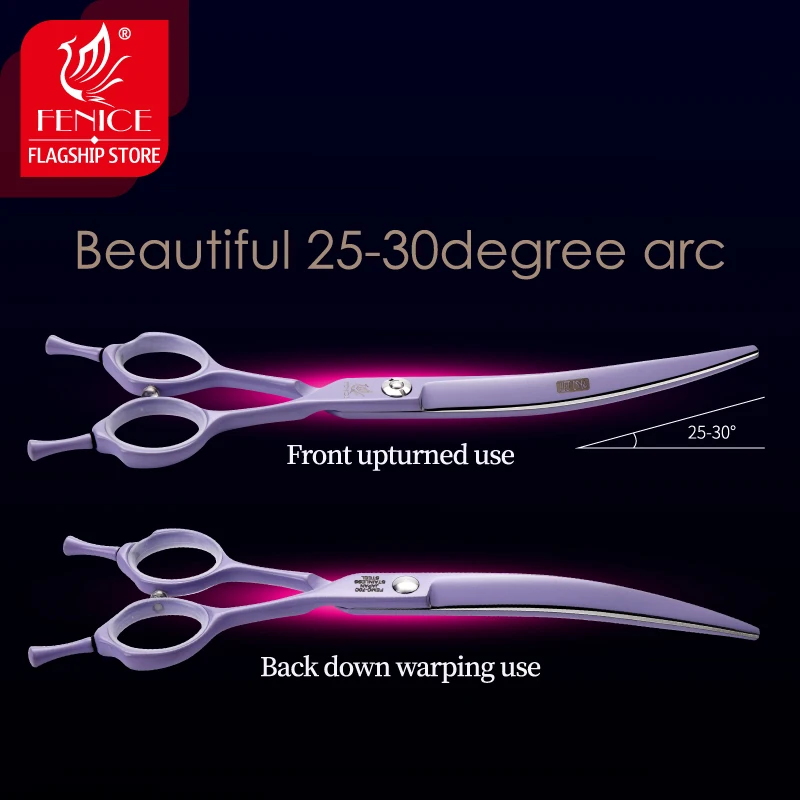 Fenice Professional 6.5/7 Inch JP440C Macaron Colorful Straight Cutting Curved Thinning Chunker 4 pcs Set Pet Grooming Scissors