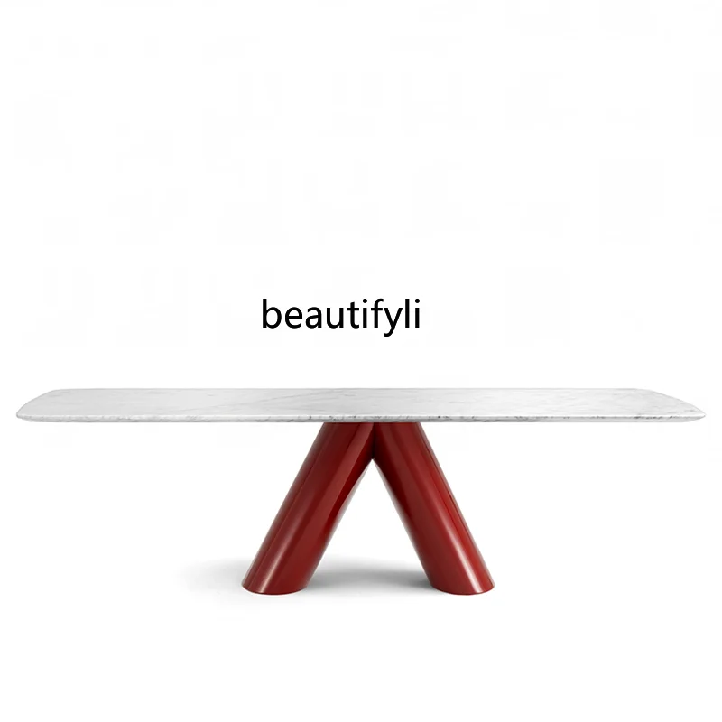 Italian Natural Marble Dining-Table Modern Minimalist Marble Square Dining Table Ellipse Dining Table round Table round