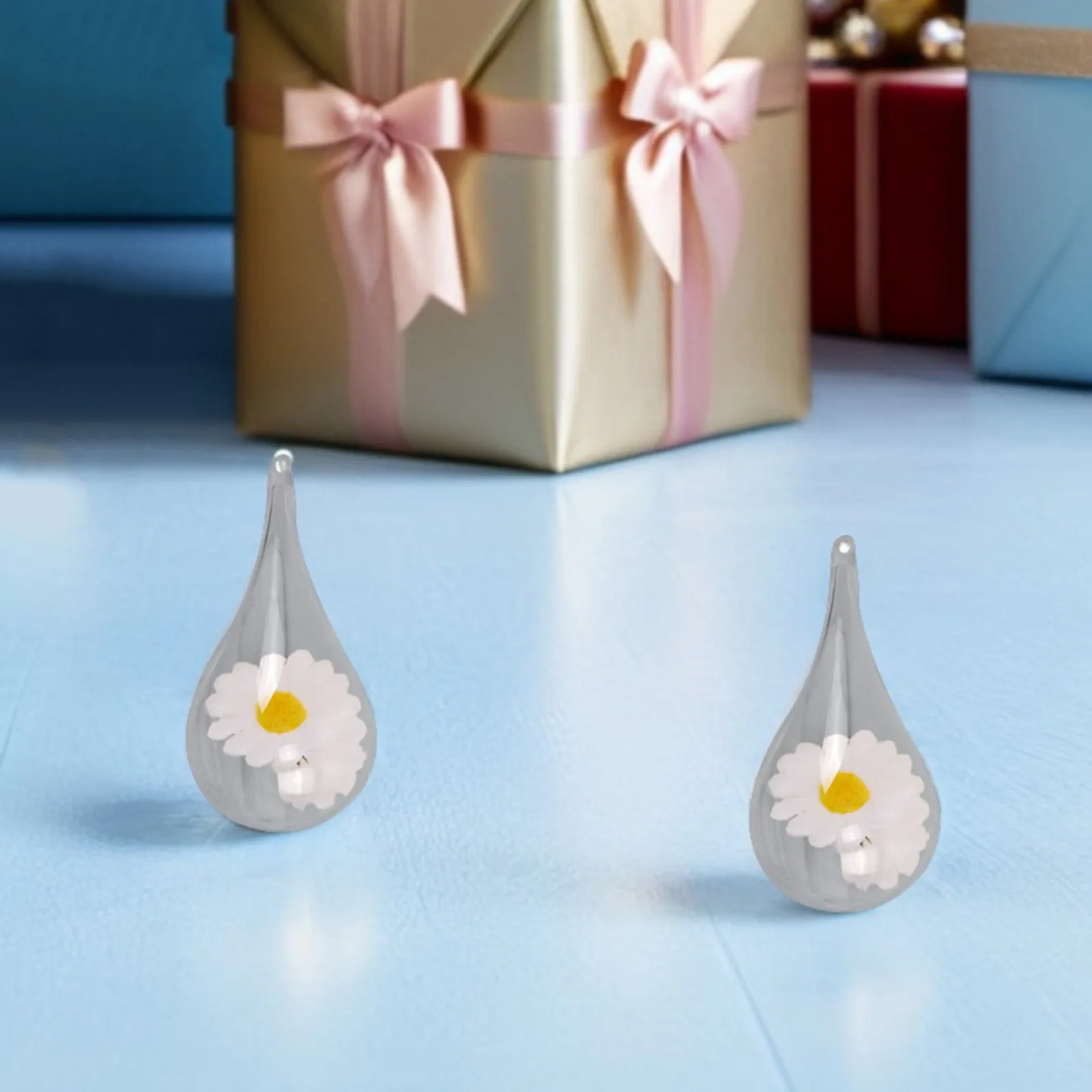 5Pcs Fillable Clear Plastic Ball Ornaments Drop-Shaped DIY Crafts for Party Decor Supplies Wedding Birthday Home Decoration