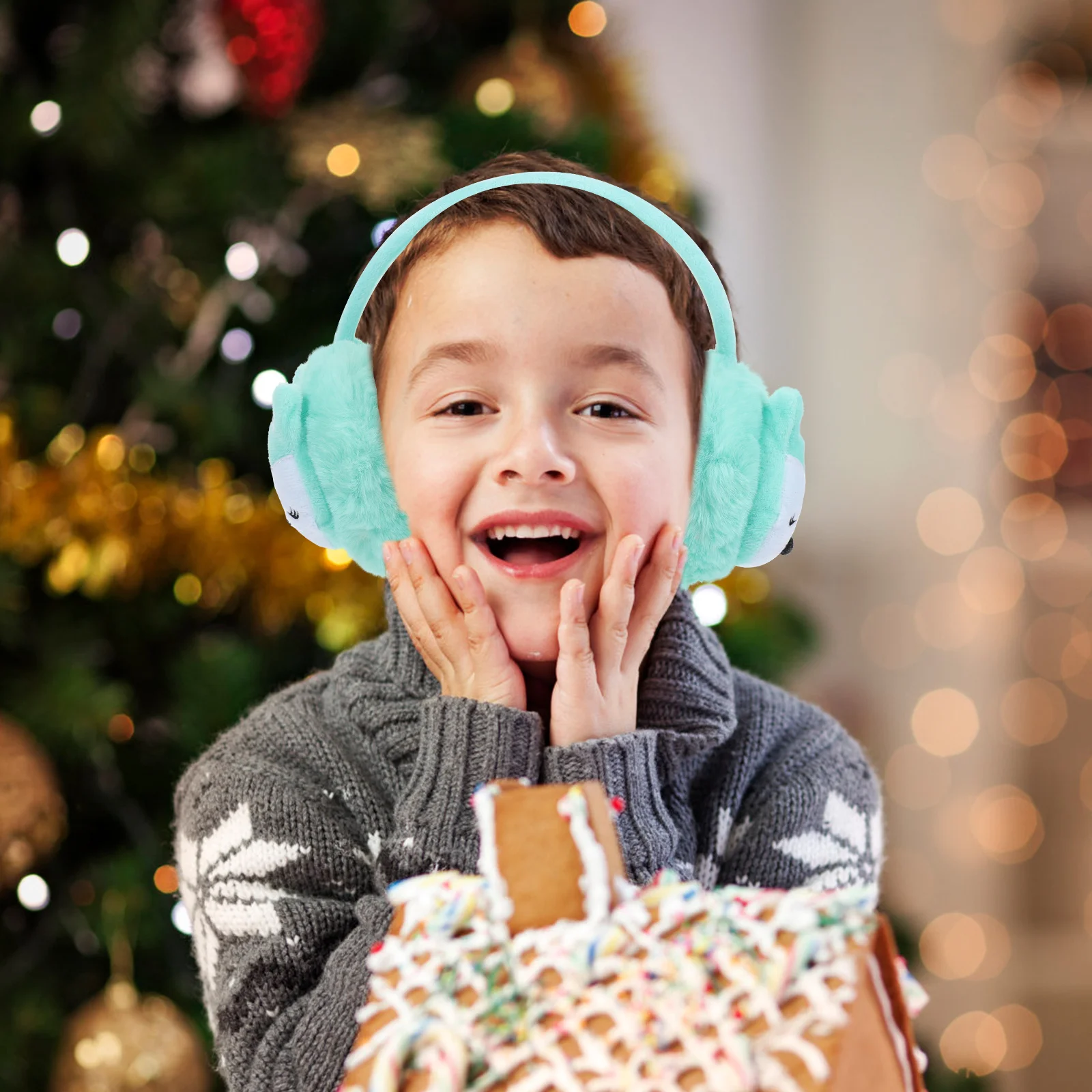 قطعة واحدة من أغطية الأذن الدافئة مع آذان الحيوانات، واقي أذن شتوي مريح للتزلج على الجليد في الهواء الطلق #3