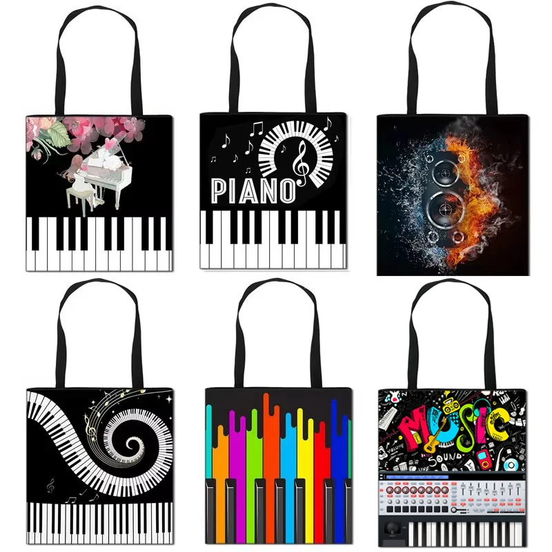 Piano Music Note Print Tote Bag Fashion Women Handbag Girls Shoulder Storage Bags for Travel Ladies large Capacity Shopping Bag