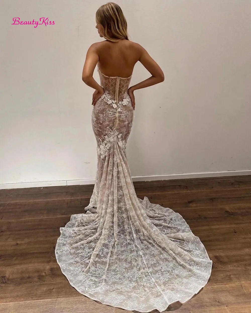 Luxe Mermaid Boho Trouwjurken Kant Applicaties Kralen Crystal Bruidsjurken Sweetheart Bridal Jurk Met Riem