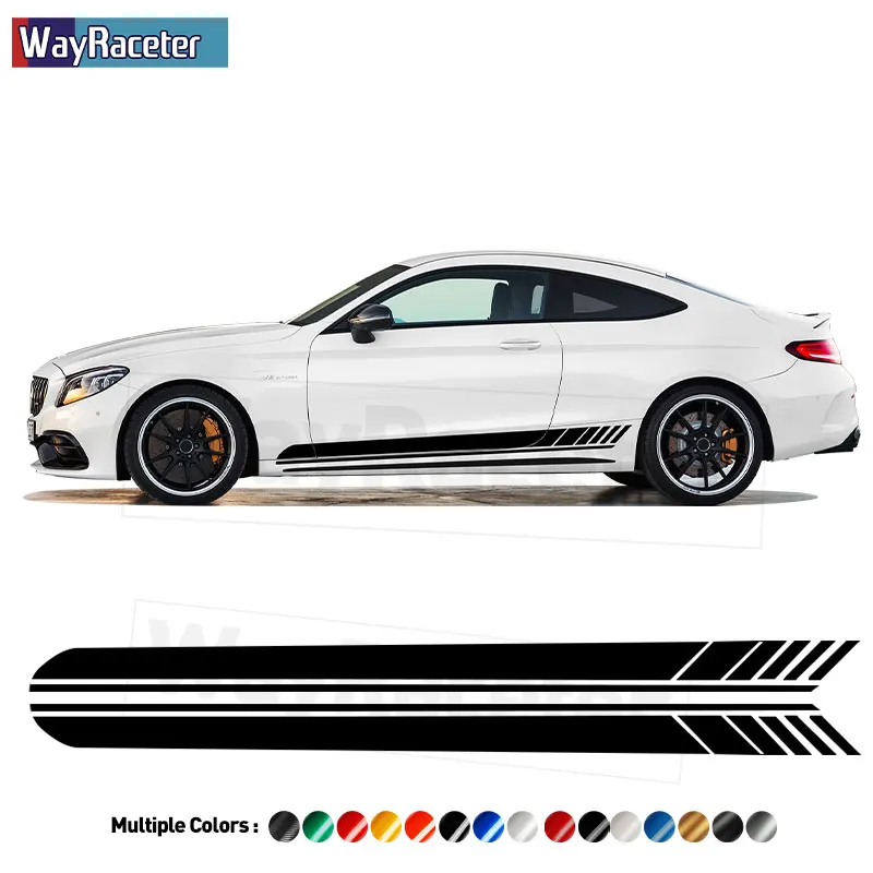 2 Pcs Edition 1 Door Side Stripes Skirt Sticker For Mercedes Benz C Class Coupe 2-door 2015-2021 C205 A205 Cabrio W205 C63 AMG