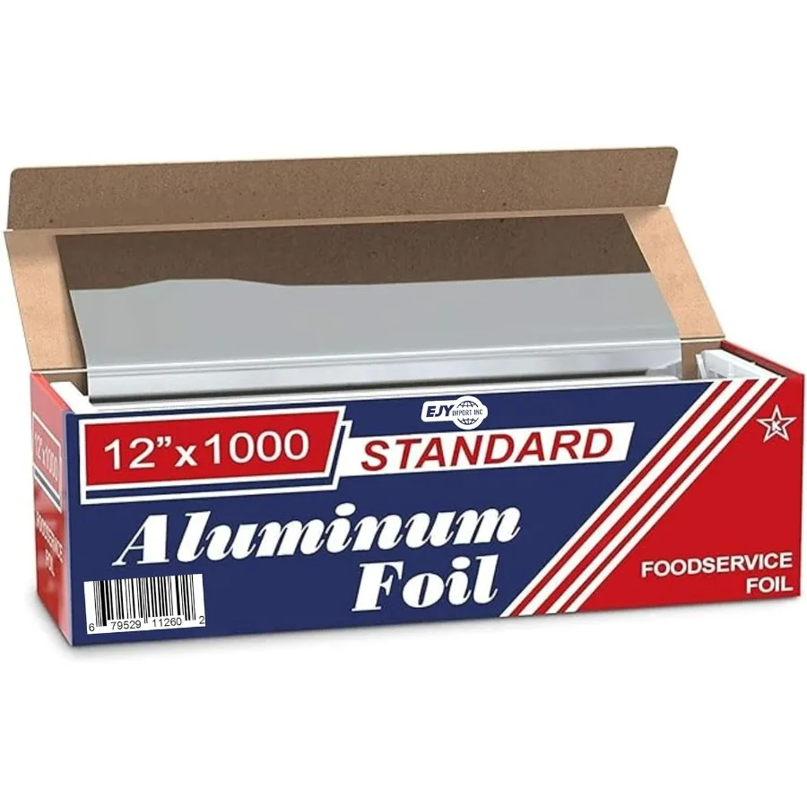

Standard Premium Aluminum Foil 12 Inches by 1000 Feet in Industrial Size and High Strength for Commercial Food Service and Home