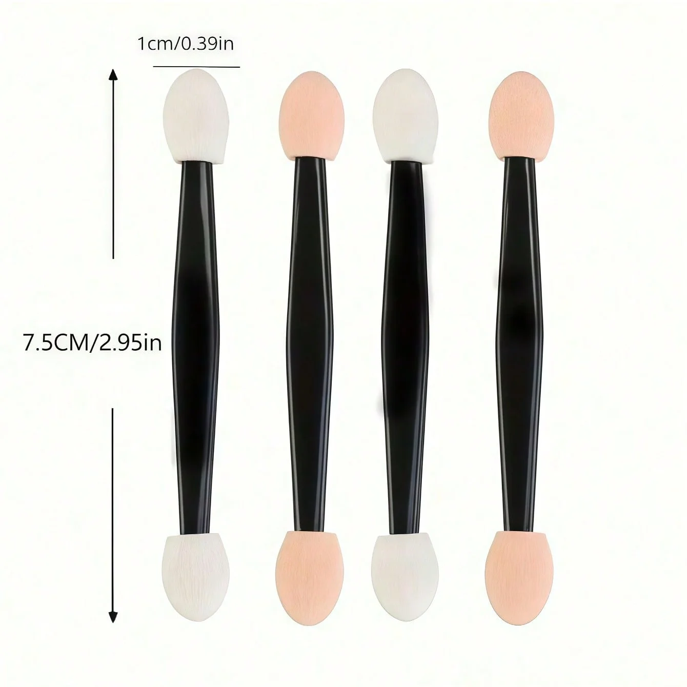 10pcs Travel-Portable Disposable Eyeshadow Applicators - Dual-Ended Latex Sponge, Double-Sided 2-Tone In Random Colors