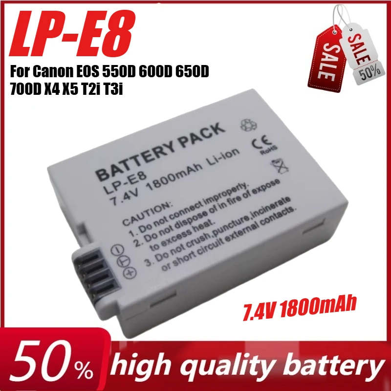 

7.4V 1800mAh LP-E8 LPE8 LP E8 Camera Battery for Canon EOS 550D 600D 650D 700D X4 X5 T2i T3i X6i X7i