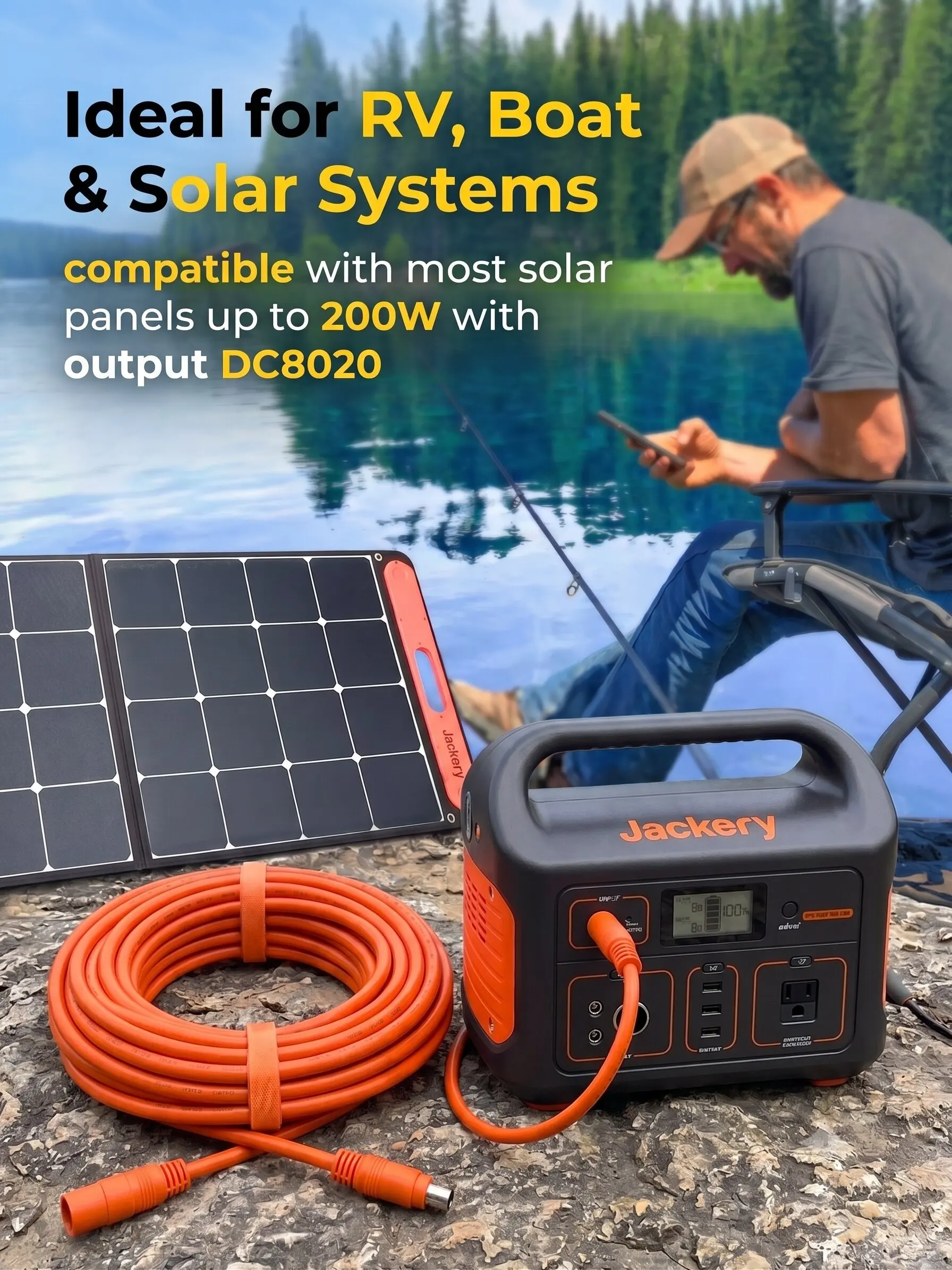 Bild 5: JMUYTOP Solarpanel-Verlängerungskabel DC 8020 14AWG für Jackery/BLUETTI Power Stations DC8020 Female Explorer Pro Plus Serie