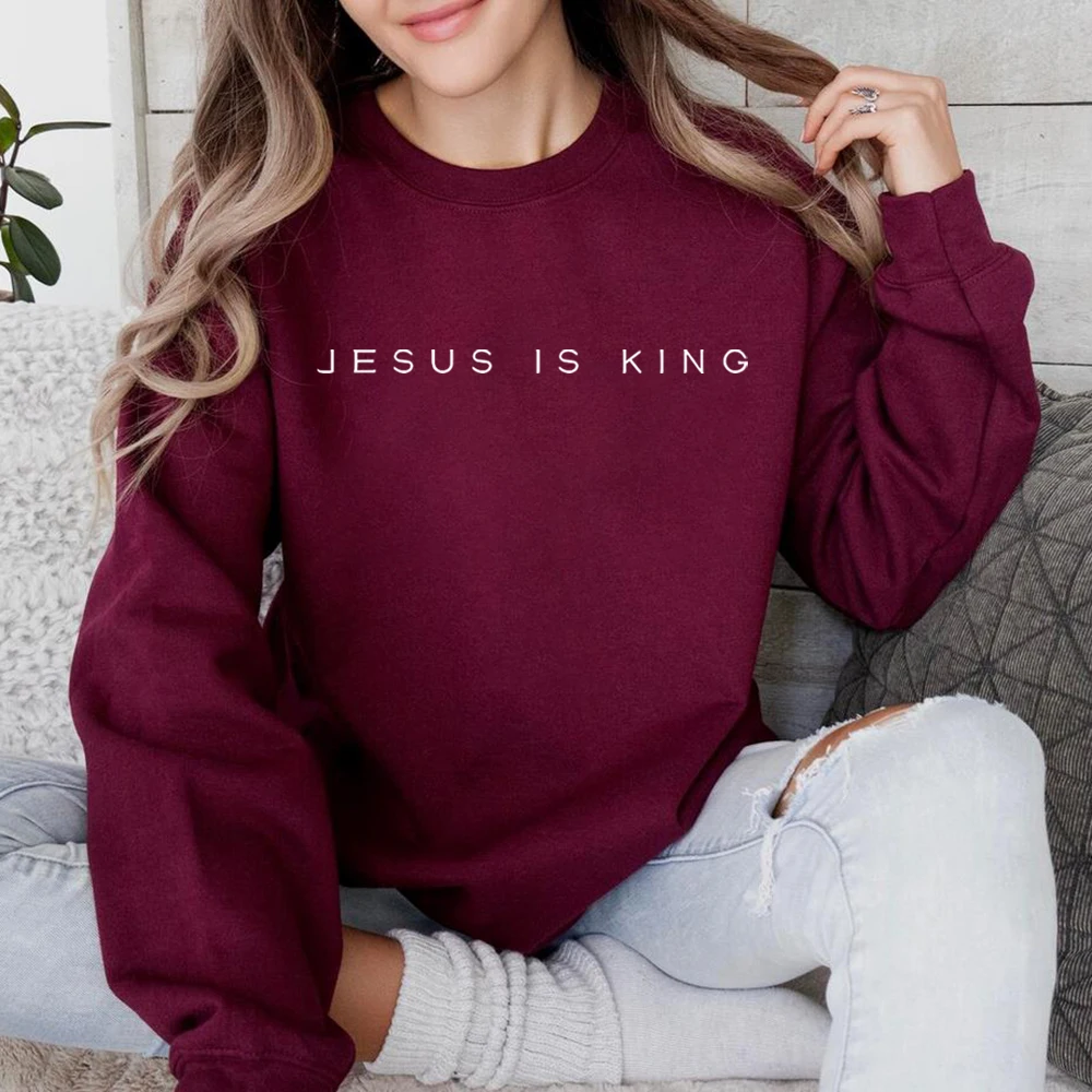 Jesus ist König Sweatshirt Jesus Shirt Christian Apparel Christian Pullover Christian Streetwear Langarm Sweatshirts