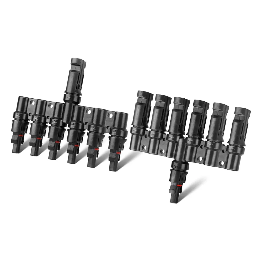6 to 1 Solar Branch Connectors T Shape DC1000V 30A Photovoltaic Waterproof Connector IP67 Waterproof Male&Femal Solar Panel Plug